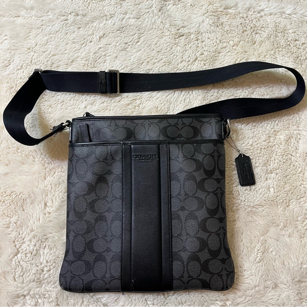 Coach Black Messenger Bag with Signature Monogram